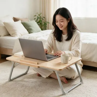 좌식 테이블 베드트레이 접이식 책상 침대 독서 공부용 거치대 1인용