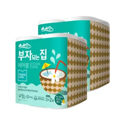 부자되는집 에어볼 키친타올 130매 4롤 2팩