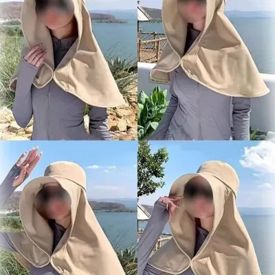 여성 풀커버 숄 선햇 썬캡 얼굴 햇빛가리개 모자 농사 야외활동