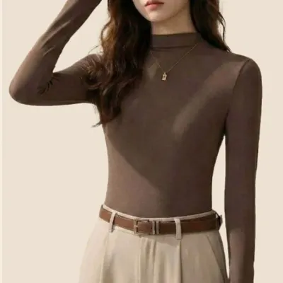 하프넥 쫀쫀 슬림한 긴팔 이너 반목 티셔츠 하프넥티셔츠 반폴라티