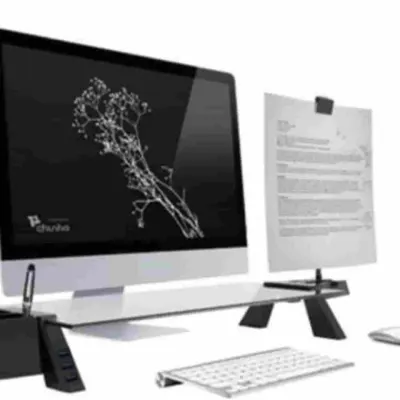 스마트독 브릿지 USB 화이트 모니터선반 USB모니터받침대 컴퓨터받침대 유리모니터받침대