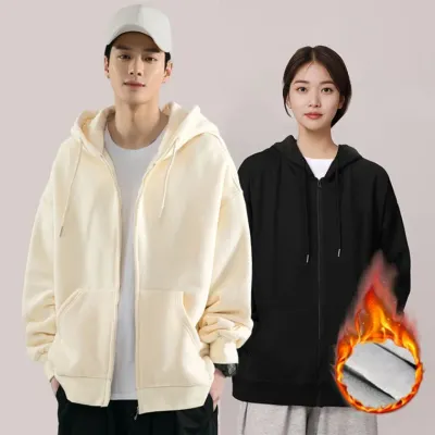 겨울 루즈핏 기모 후드집업 남자 여자 커플후드집업 무지 후드티