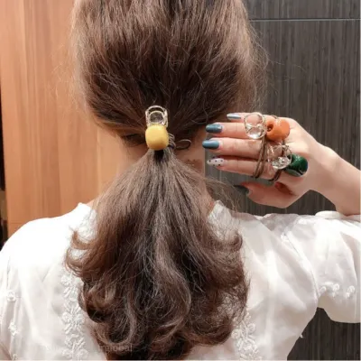 진주 마블 다이아몬드 헤어 머리 끈