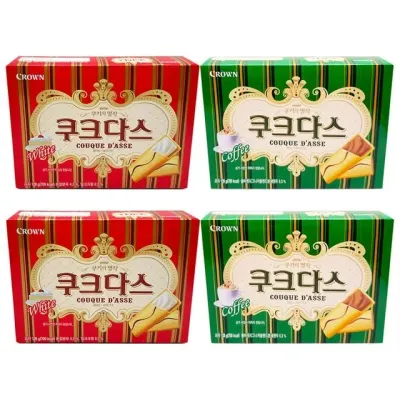 크라운제과 쿠크다스 화이트 128g+커피 128g 각2개씩