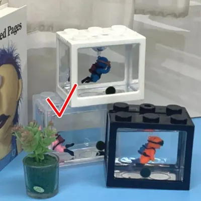 미니어항 예쁜 소형수조 테라리움 인테리어 투명 마리모소품 직사각형수조 수조장식