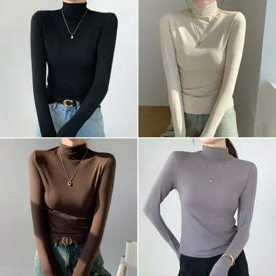 가을 겨울 여성 여자 반폴라 폴라티 목폴라 이너 긴팔 티셔츠 터틀넥 베이직 기본