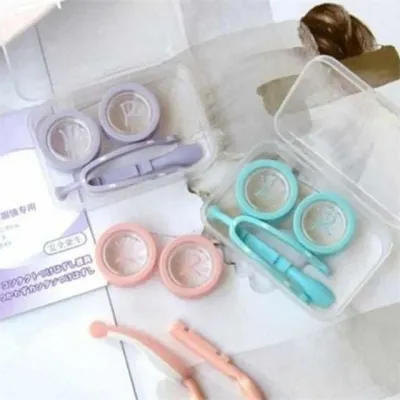 렌즈 보관 케이스 콘택트 렌즈 케이스 휴대용 하드렌즈 여행용 흡착봉 핀셋 키트 어플리케이터 관리 세척