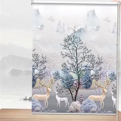 그림 롤 스크린 풍경화 롤 스크린 맞춤형 암막 블라인드 거실 침실 인테리어 자외선 작은방 햇빛 차단 방한