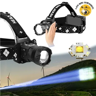 XHP100 LED 충전식 센서 줌 야외 해루질 서치 라이트 랜턴 헤드랜턴 DJD97헤드