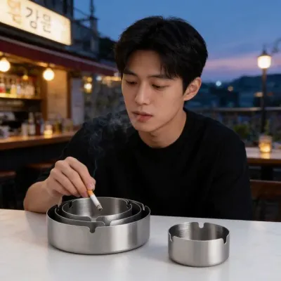 재떨이 스텐 가정용 술집 야외 휴게소 흡연 구역 실버