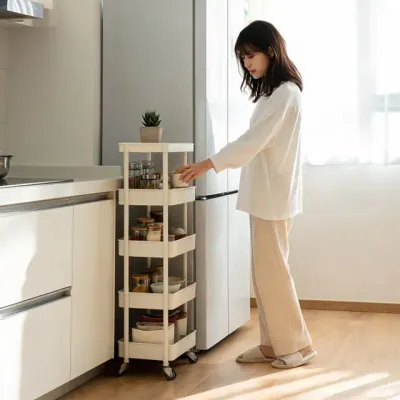 이동식 틈새 수납 카트 3단 선반 거실 주방 정리대 틈새선반 틈새정리함