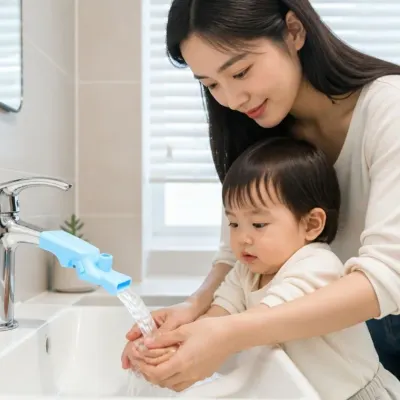 세면대 수도꼭지 연장 실리콘 커버 유아용 연장기