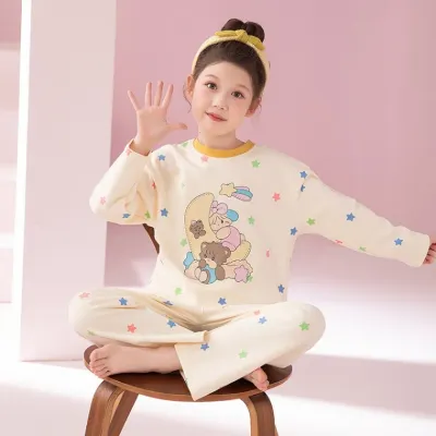 초등여아파자마 2024 가을 새 어린이 잠옷 여아 긴팔면 봄 어린이 여아 가정복 초등학생