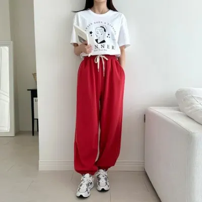 조거팬츠 여성 벌룬핏 팬츠 에어 소재 트레이닝 바지