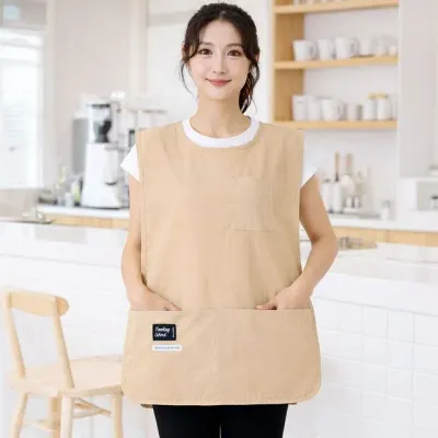 베이지 조끼 방수 앞치마 주방 어린이집 바리스타 업소용 요리