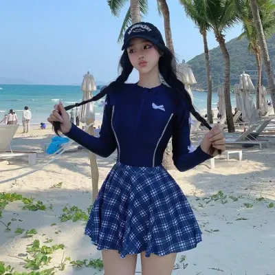 래쉬가드 원제조업체 여성용 원피스 수영복 보수적 자외선 차단 긴팔 여성용 스포츠 수영장용 79