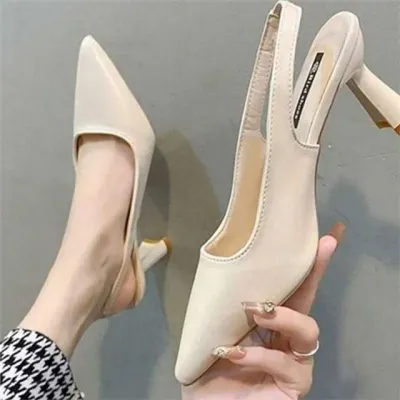여성 펌프스 구두 여성 미들 힐 구두 뾰족코 하객룩 데일리 스틸레토 정장 베이직 슬링백 덮개 발등