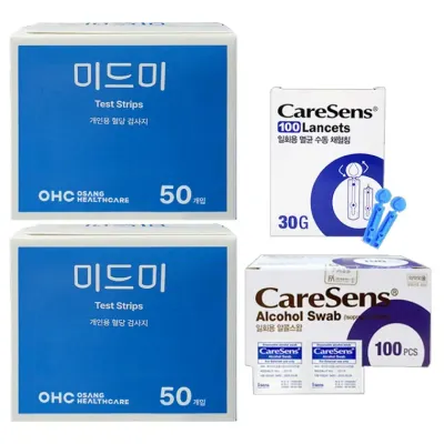 미드미 혈당지 100매 + 채혈침100개 + 알콜솜100매