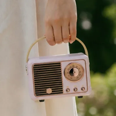 복고풍 블루투스 스피커 휴대용 미니 손잡이형 360도 음향 TF카드 USB AUX