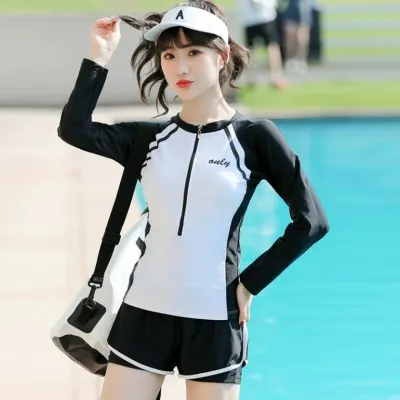 래쉬가드 여성용 여름 긴팔 수영복 자외선 차단 살결 가리기 날씬해지기 보수적인 분할89