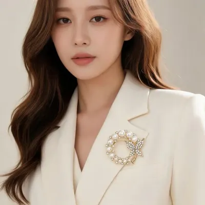 여성 정장 브로치 진주 옷핀 스카프 고정 핀 목도리 숄 장식 브로치핀