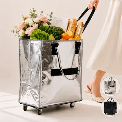 [도매라인] 60L 대용량 접이식 롤링카트 장바구니캐리어 바퀴달린 쇼핑캐리어 시장 마트카트