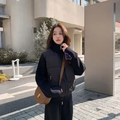 컴포트 여성 패딩 니트 레이어드