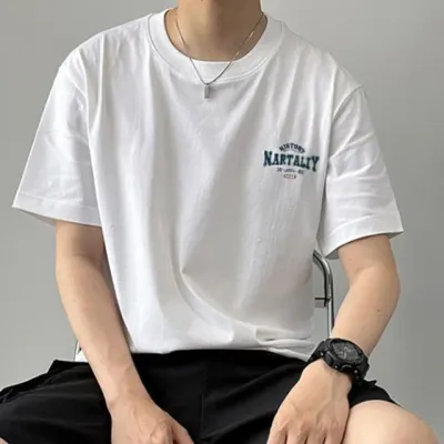 레터링 무지 라운드 반팔 티셔츠 남성반팔티 반팔티