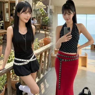 아일렛스트랩벨트 패션 두줄 레이어드 여성벨트 슬림