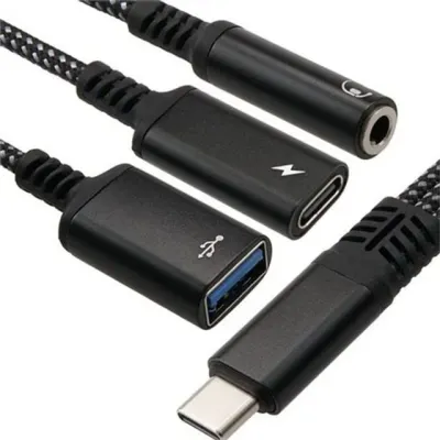 c 타입 멀티 c 타입 usb 3in1 고속 젠더 충전 스마트폰 변환기 오디오 이어폰 갤럭시 유선 변환