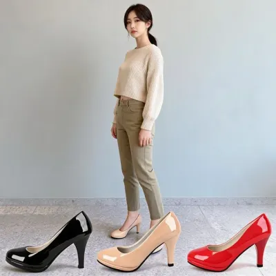 여성 하이힐 펌프스 에나멜 기본 구두 정장 출근룩 하객룩 면접 데일리