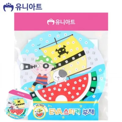 어린이만들기키트 초등학생만들기키트 부채만들기재료 초등어린이만들기키트 만들기DIY EVA 스티커 부채 수