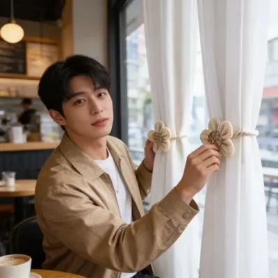 커튼 자석 타이백 플라워 홀더 집게 고정 끈 인테리어 창문 포인트 장식용