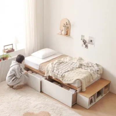가구산책 대용량 높은수납침대S 빅서랍 SET+본넬 매트리스 DN7047