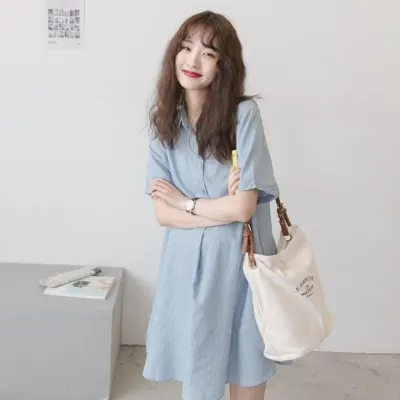 반팔 임산부 셔츠 원피스 빅사이즈 루즈핏 여름 임부 복원 만삭 셔츠임 부복 코디