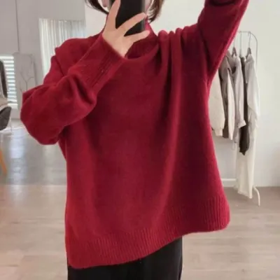 목폴라 니트 티셔츠 겨울 간절기 상의 홈웨어 데일리 캐주얼 긴팔 티