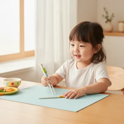 유아 젓가락질 교정기 어린이 올바른 젓가락 사용법 연습 도구 블루그린