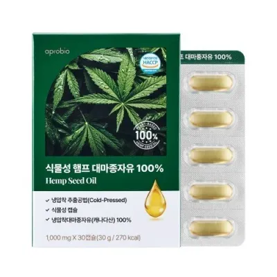 에이프로바이오 - 식물성 햄프 대마종자유 100% 1000mg x 30캡슐