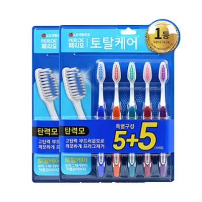 페리오 토탈케어 칫솔10p 탄력모 잇몸케어 부드러운 대용량 저자극 가족칫솔