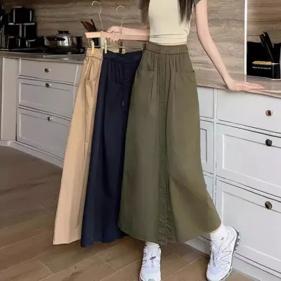 LND 로이 롱스커트 하이웨스트 치마 여성 여름 허리밴딩 꾸안꾸 캐주얼