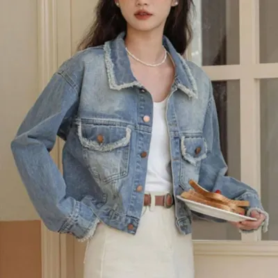 여성 트렌드 크롭 청자켓 데님 아우터 패션 점퍼 자켓