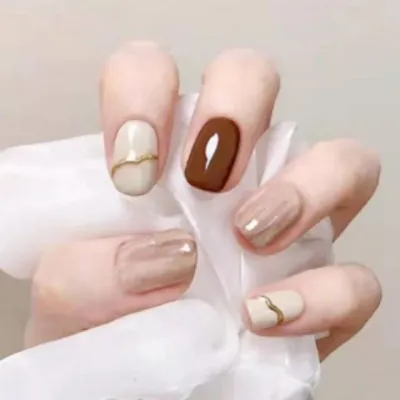 누드톤 네일팁 브라운 셀프 붙이는 젤네일 네일아트