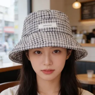 여성 버킷햇 여름 모자 체크 벙거지 사파리 정글모자 휴양지 여행 등산용품