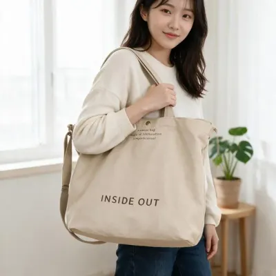 캔버스 에코백 레터링 가방 대학생 등교 직장인 출근 보조 숄더백 3컬러