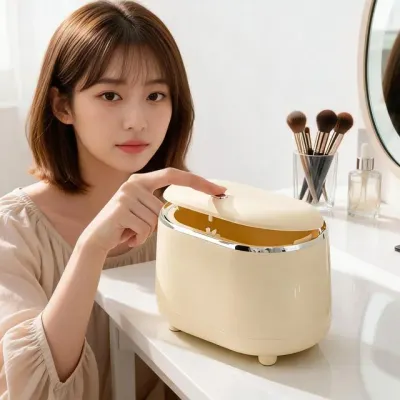 화장대 수납 데스크 원터치 오픈 컴팩트 가구 침실 메이크업 화장 공간 활용