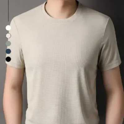 남자반팔티 여름티셔츠 두꺼운 기본핏 여름 반팔티 쿨링 반팔티셔츠 와플 흰색면티 골프티 남자