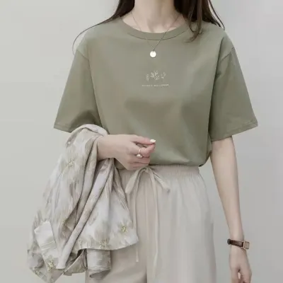 여자 루즈핏 레터링 라운드넥 반팔 티셔츠 실켓티 박스티