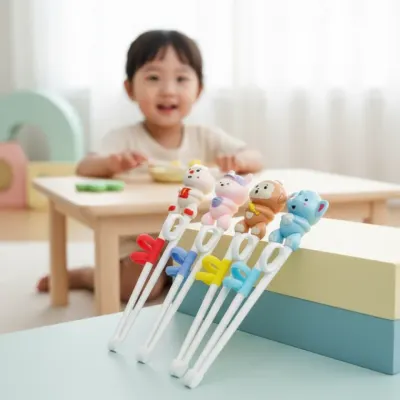 유아용 귀여운 동물 캐릭터 에디슨 젓가락질 연습용 교정기 훈련 도구
