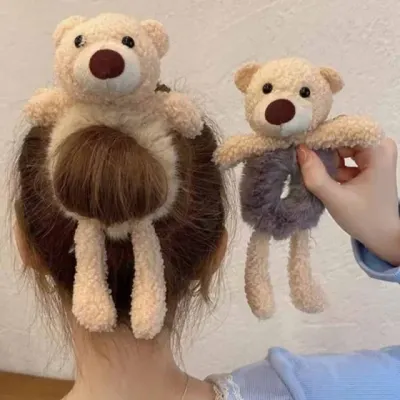 우산 밴드 곰돌이 인형헤어끈 곱창 헤어끈
