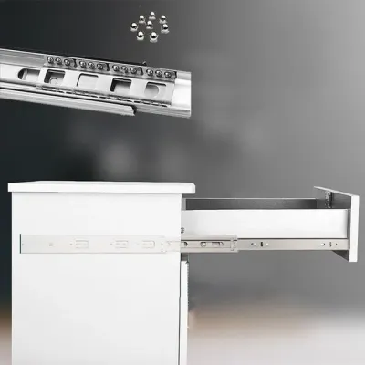 스테인리스 주방 하부 고하중 댐핑 댐퍼 슬라이딩 서랍하부레일 볼레일 조영 3단 350mm